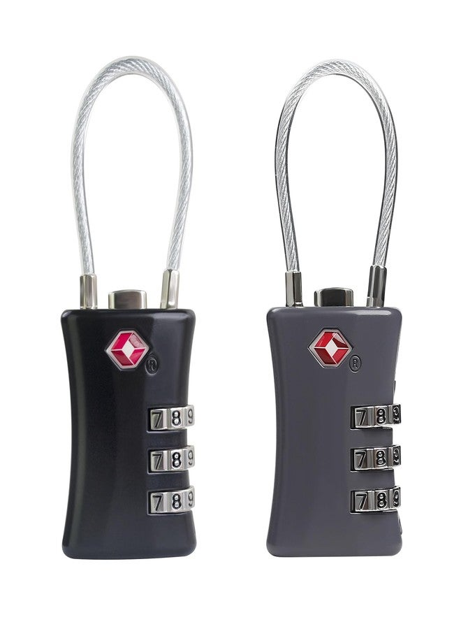 UP Security TSA Locks for Luggage, Small Combination Padlock with Cable, Luggage Locks TSA Approved for International Travel Essentials, Suitcase, Backpack Zipper, Locker, Flight Attendant Accessories - Image 1